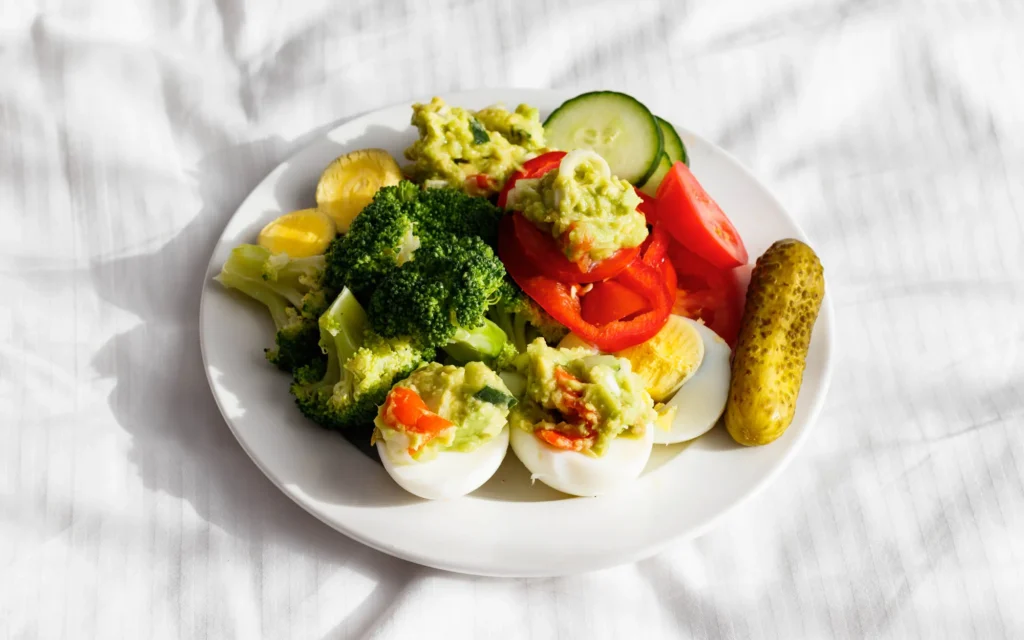 Hard-Boiled Eggs with Sliced Veggies